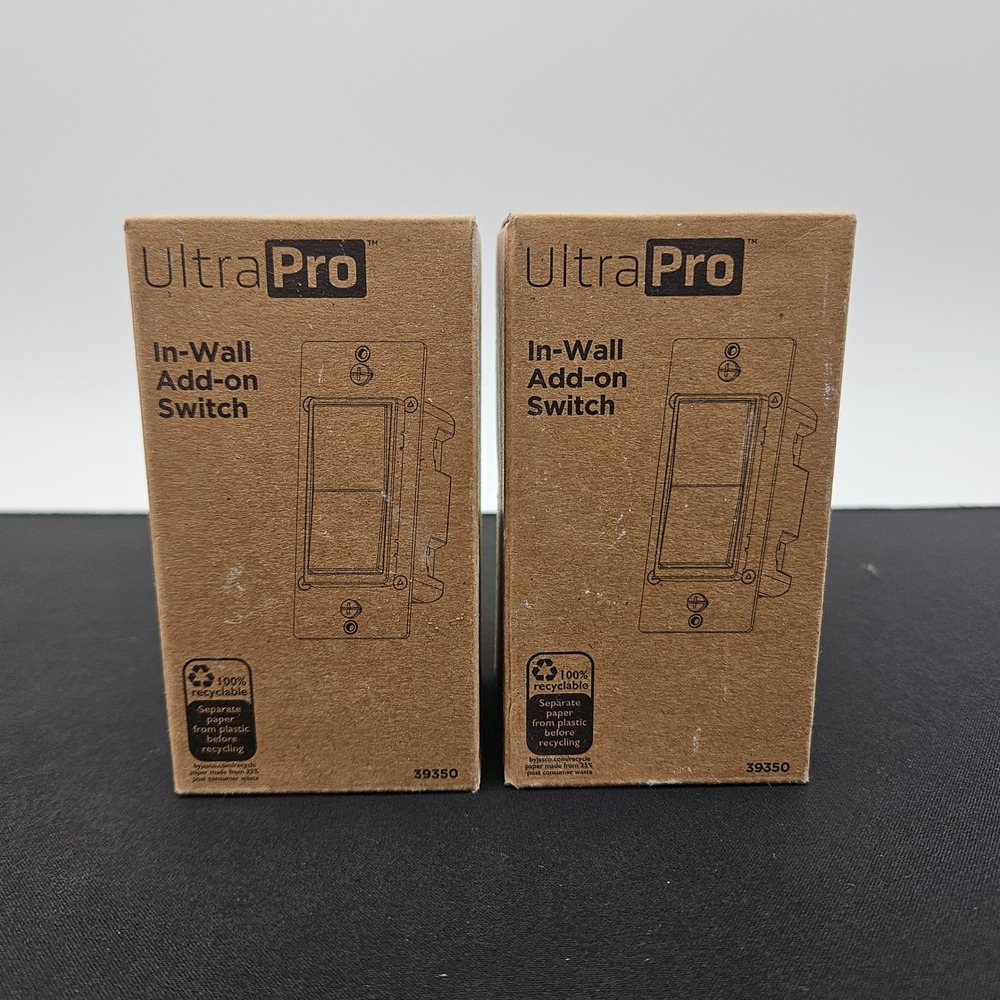 Lot of 2 UltraPro‎ In-Wall Add-on Switch for Smart Controls 39350 Jasco White